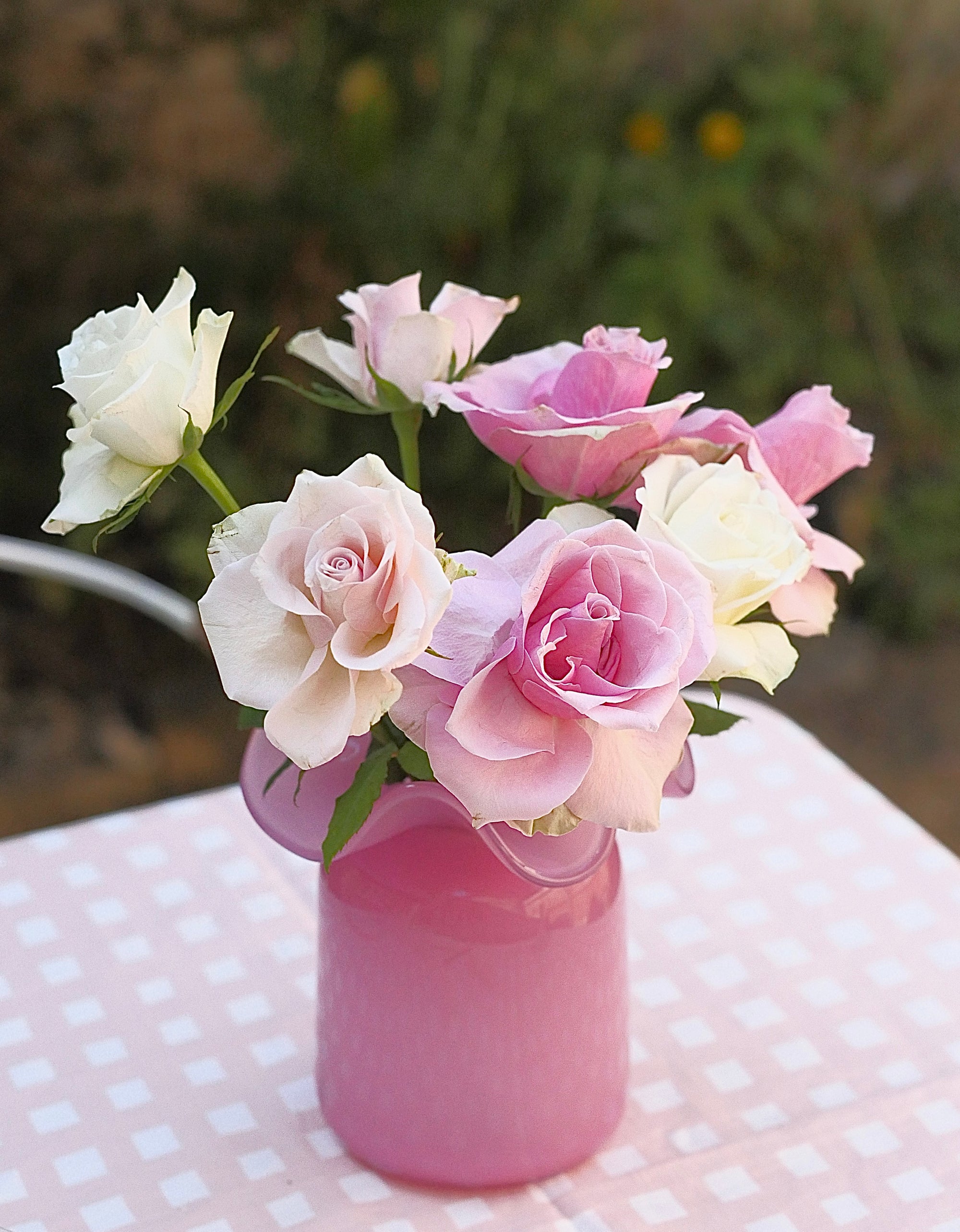 Gingham Linen Tablecloth, Pink-3