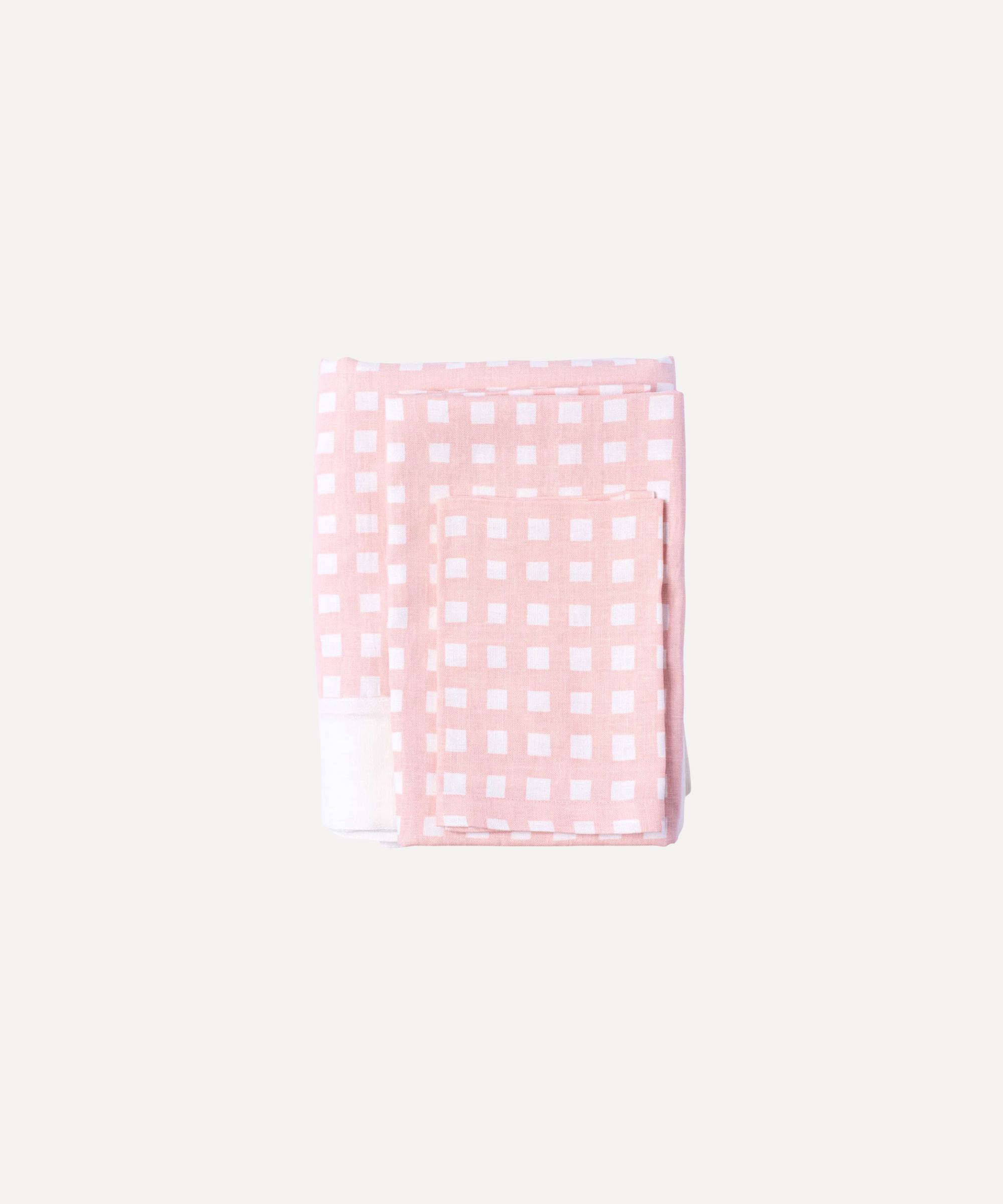 Gingham Linen Tablecloth, Pink