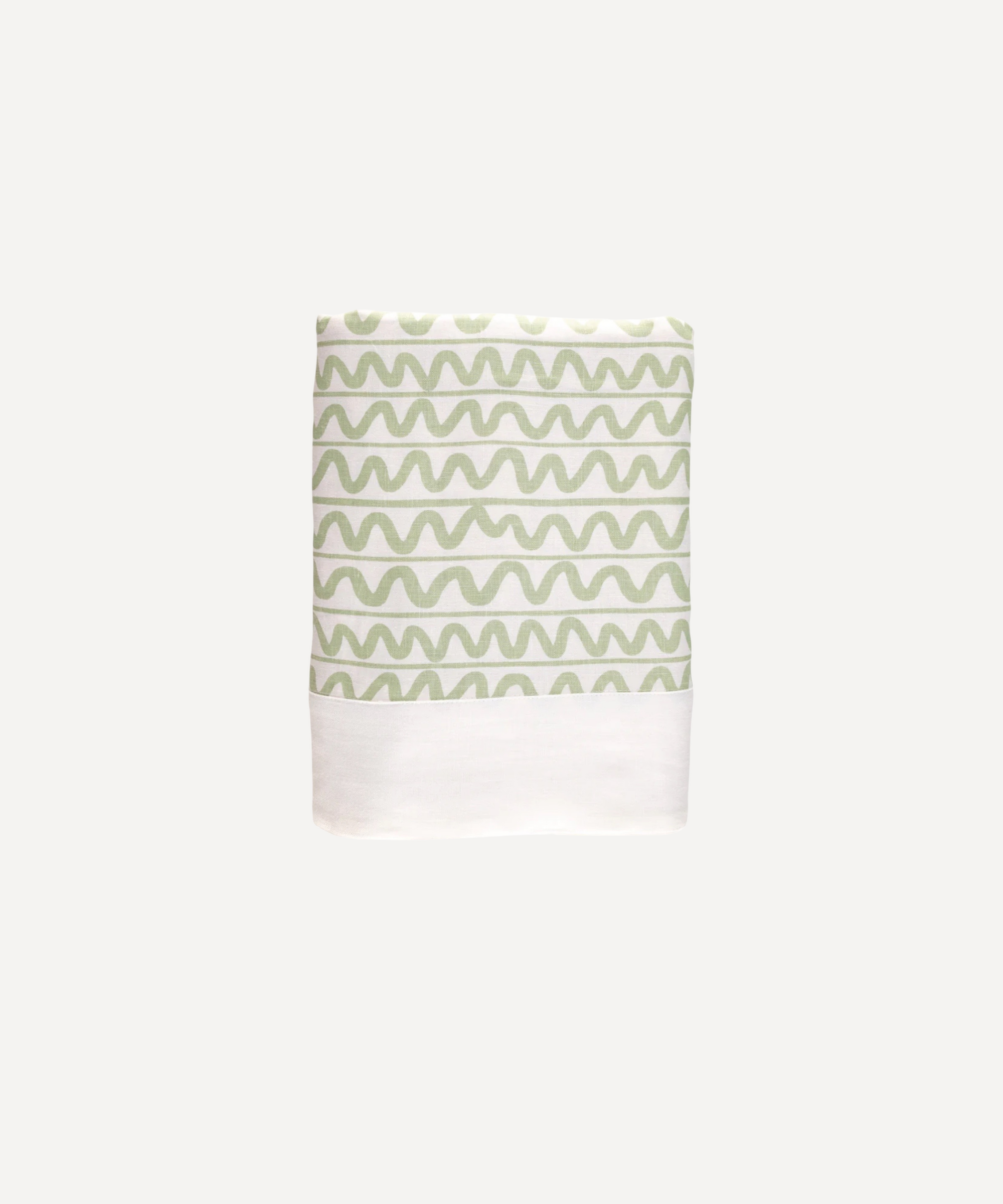 Green Linen Tablecloth, Wiggle Pattern