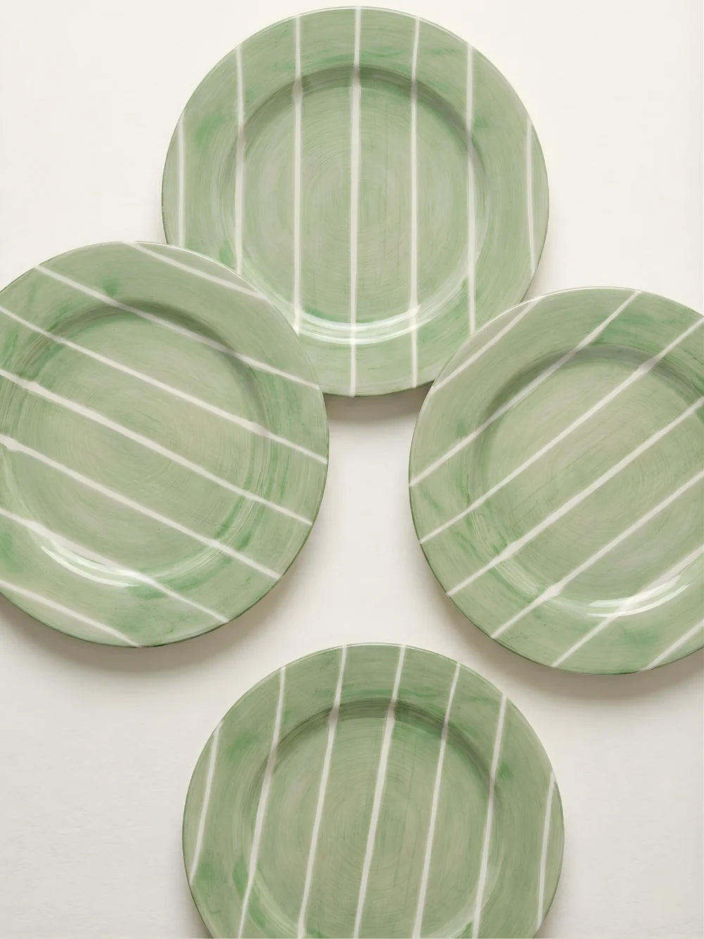Hand-Painted Kiwi Stripe Desert Plate - Set of Four
