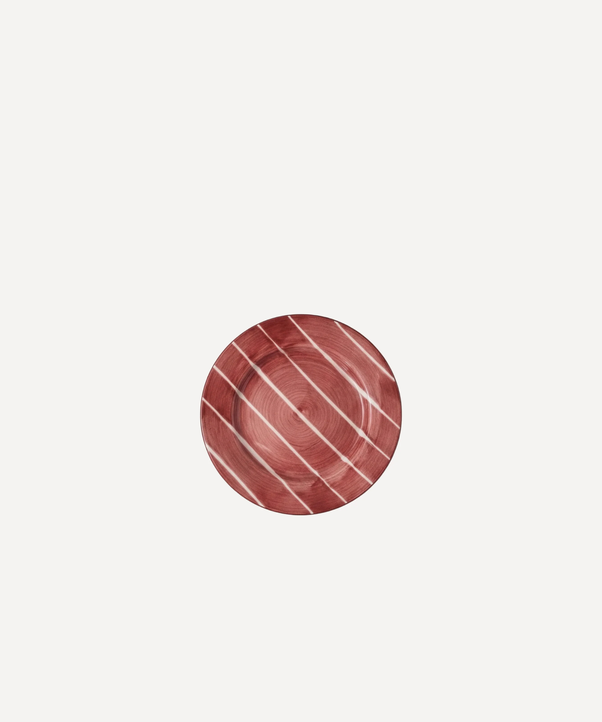 Hand-Painted Raspberry Stripe Desert Plate - Set of Four