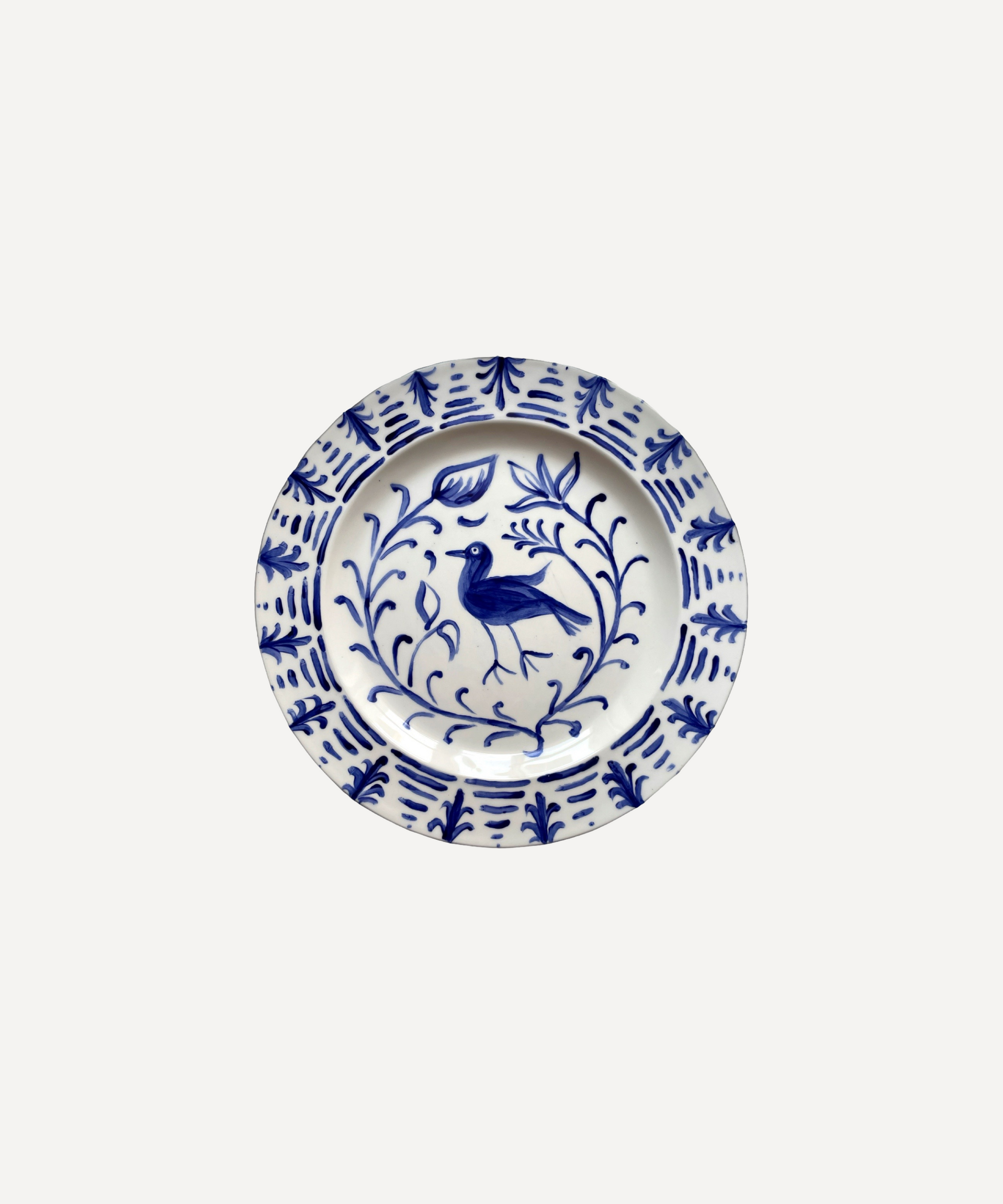 Hand-painted Granada Large Bird Dinner Plate, Blue