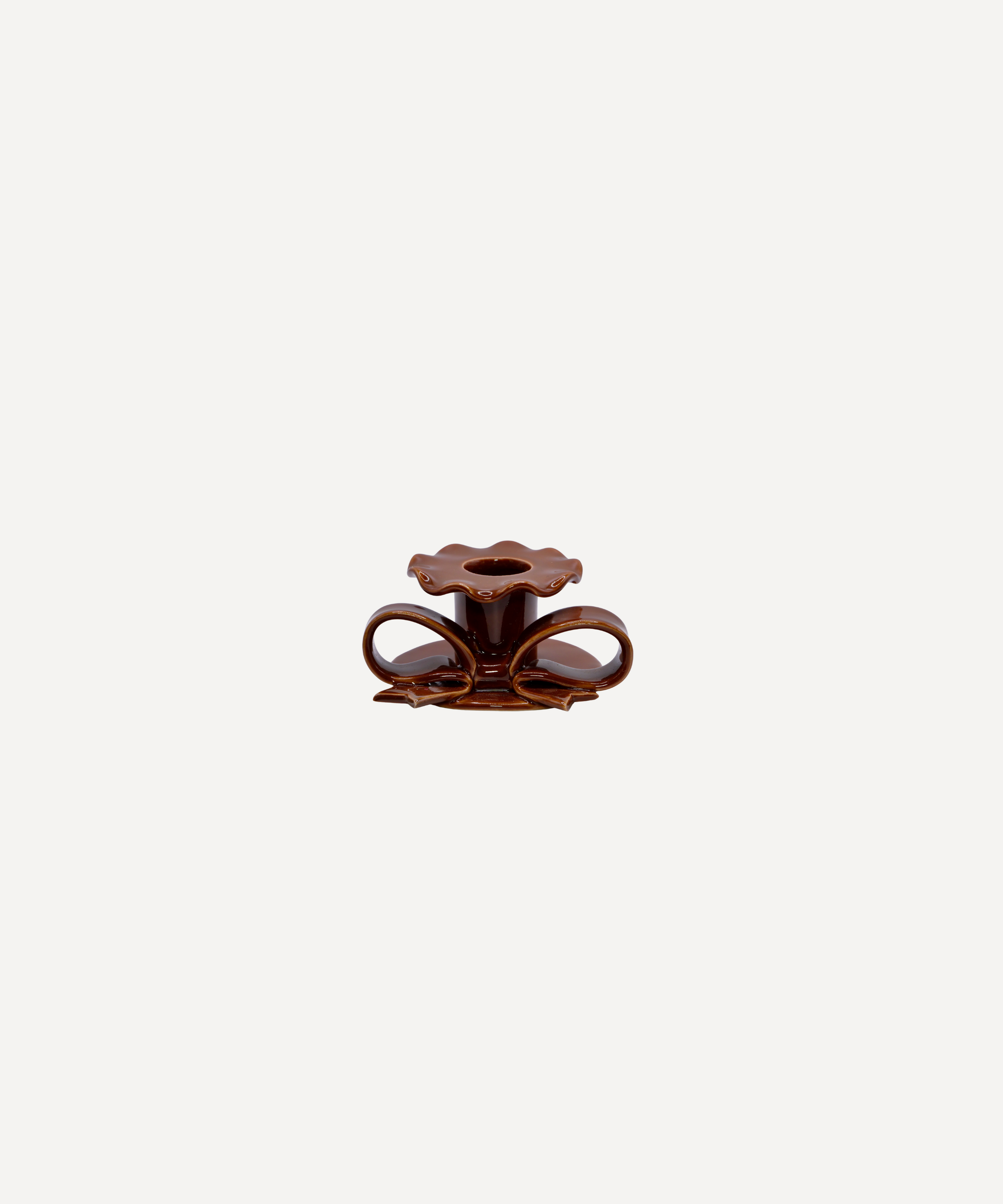 Handmade Ceramic Bow Candle Holder, Brown