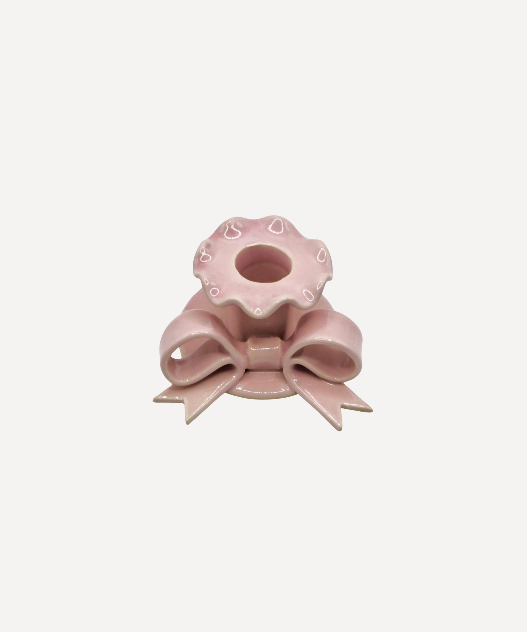 Handmade Ceramic Bow Candle Holder, Pink