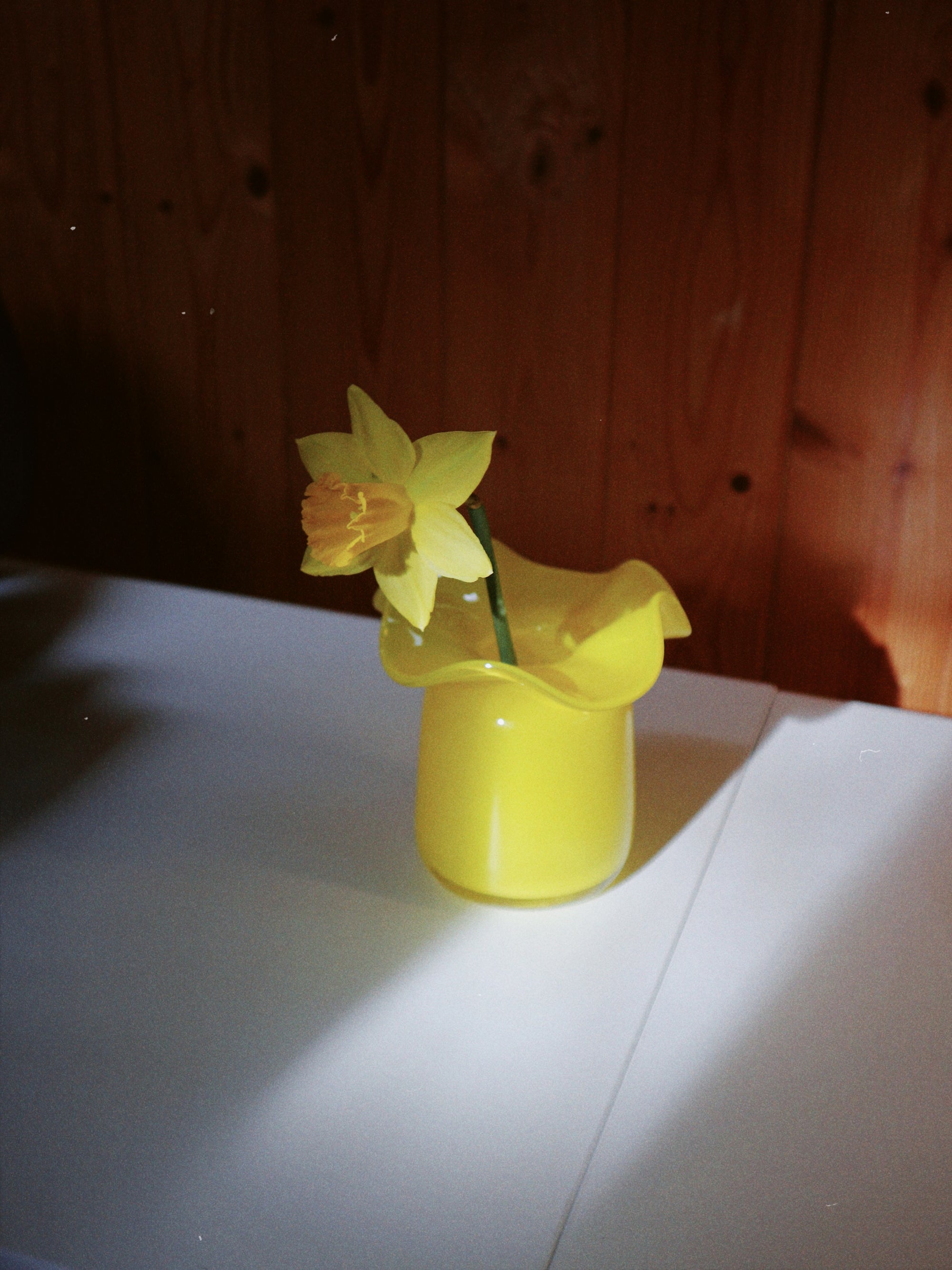 Marla Primrose Medium Handmade Glass Ruffle Bud Vase – Yellow