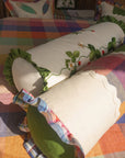 Handmade Strawberry Embroidered Bolster Cushion