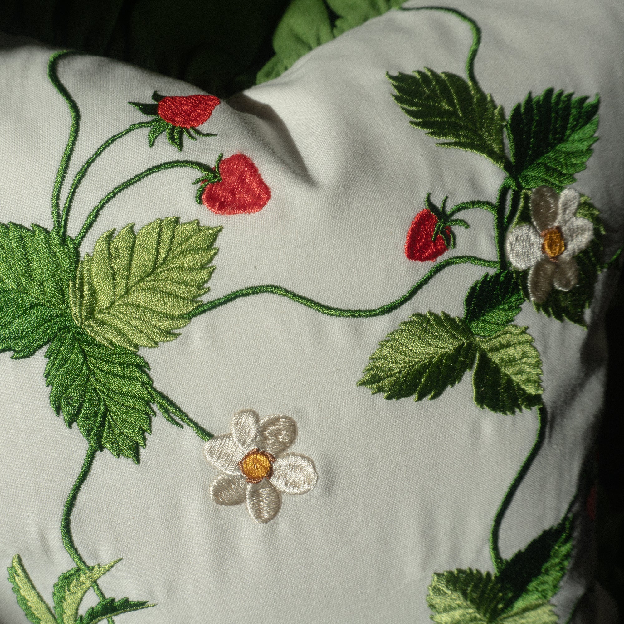 Handmade Strawberry Embroidered Cushion