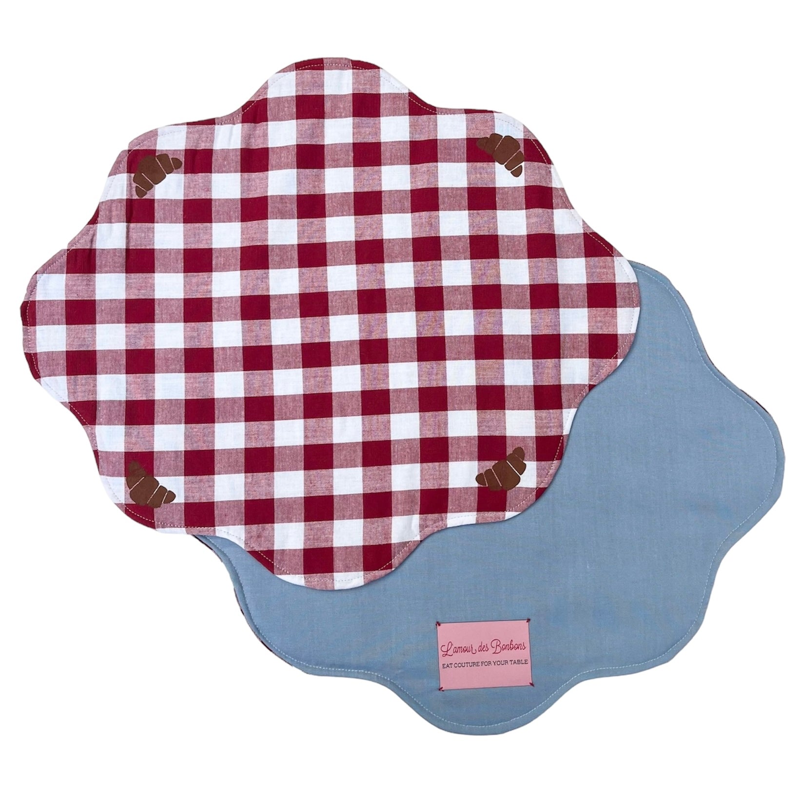 J’ adore Croissants Placemat Red Gingham