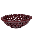Large Burgundy Basketweave Bowl