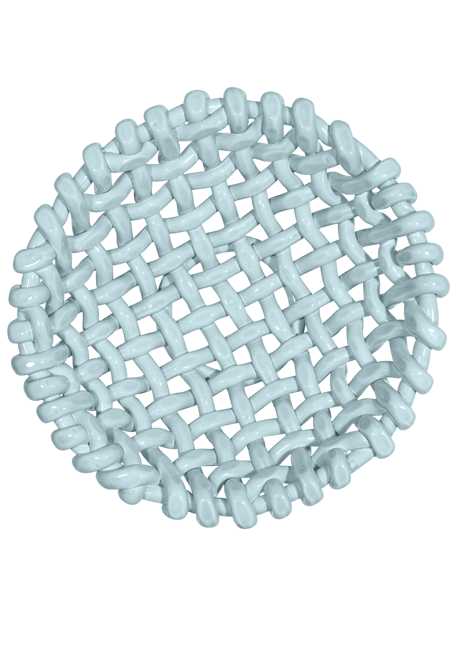 Large Sky Blue Basketweave Bowl