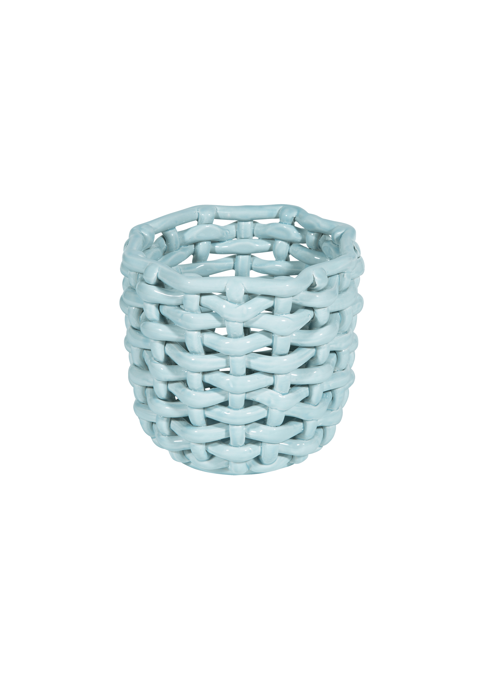 Sky Blue Basketweave Planter