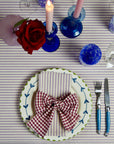 Lilac Stripe Napkin & Red Gingham Bow by Angela Mugnai-3