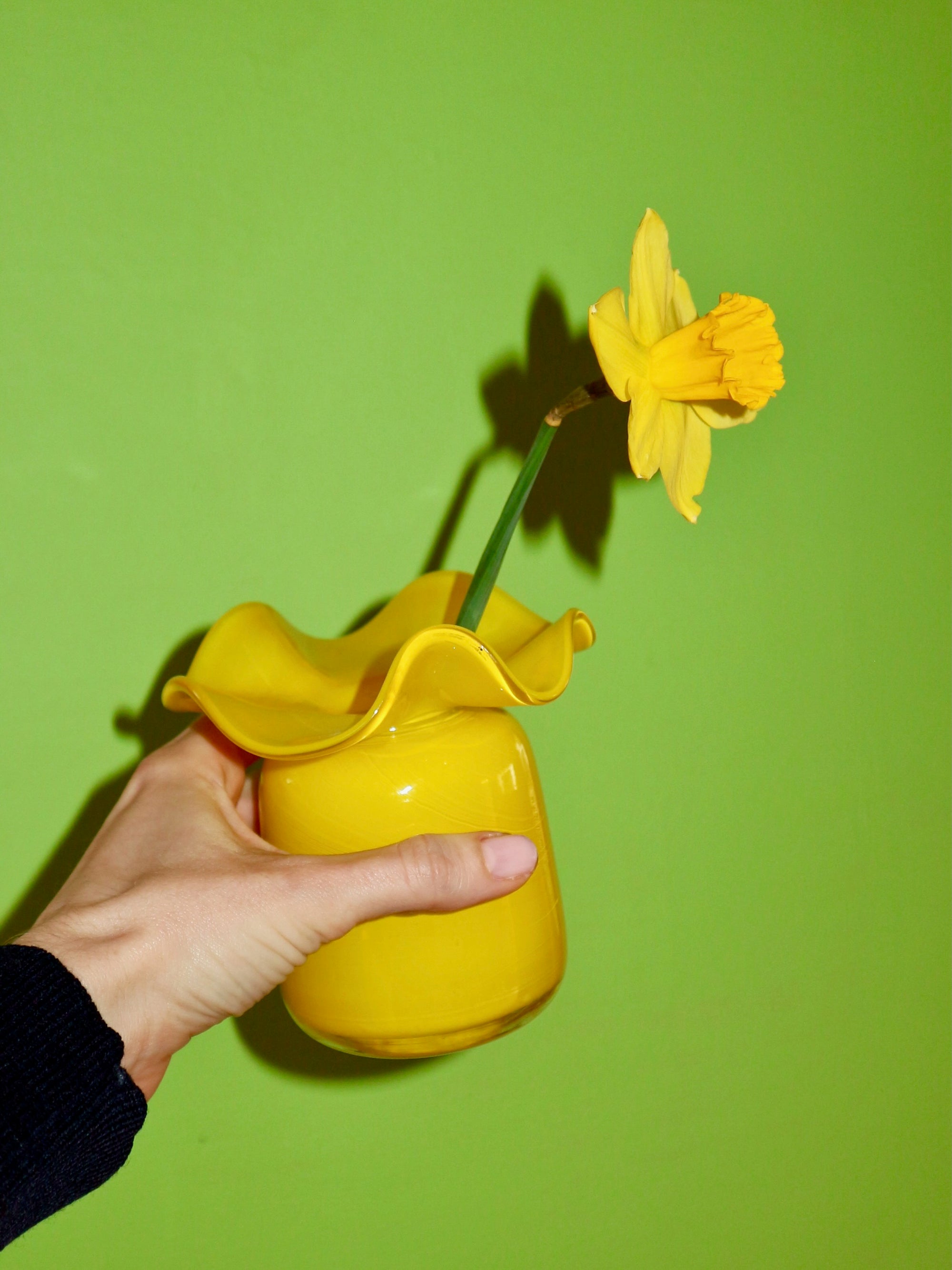 Marla Primrose Medium Handmade Glass Ruffle Bud Vase – Yellow