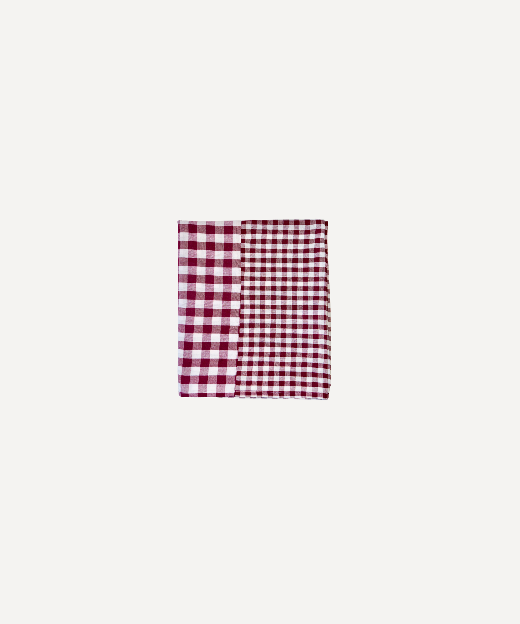 Patchwork Gingham Burgundy Cotton Tablecloth, 140 x 240cm