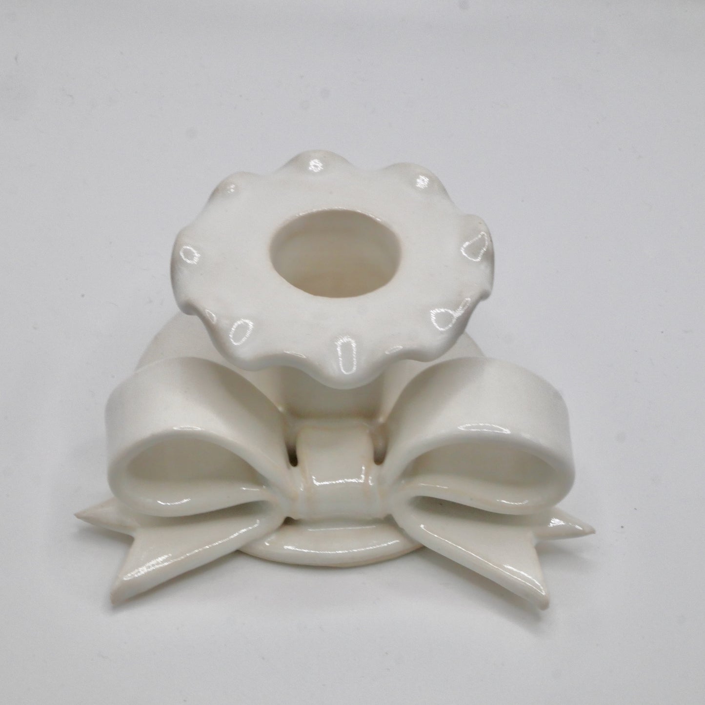 Ceramic Bow White Candle Holder