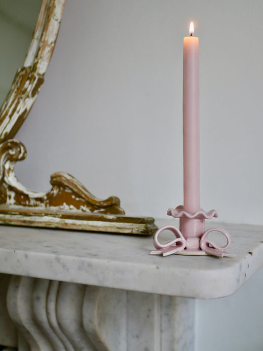 Ceramic Bow Pink Candle Holder