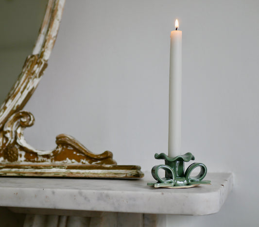 Ceramic Bow Green Candle Holder