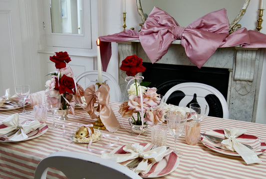 Pink Stripe Tablecloth by Angela Mugnai