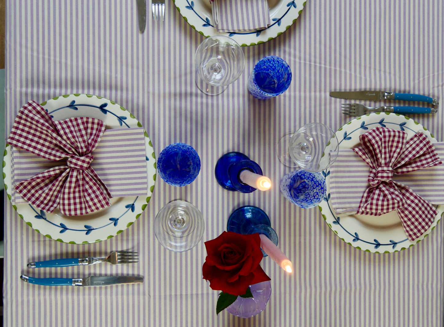 Lilac Stripe Tablecloth by Angela Mugnai