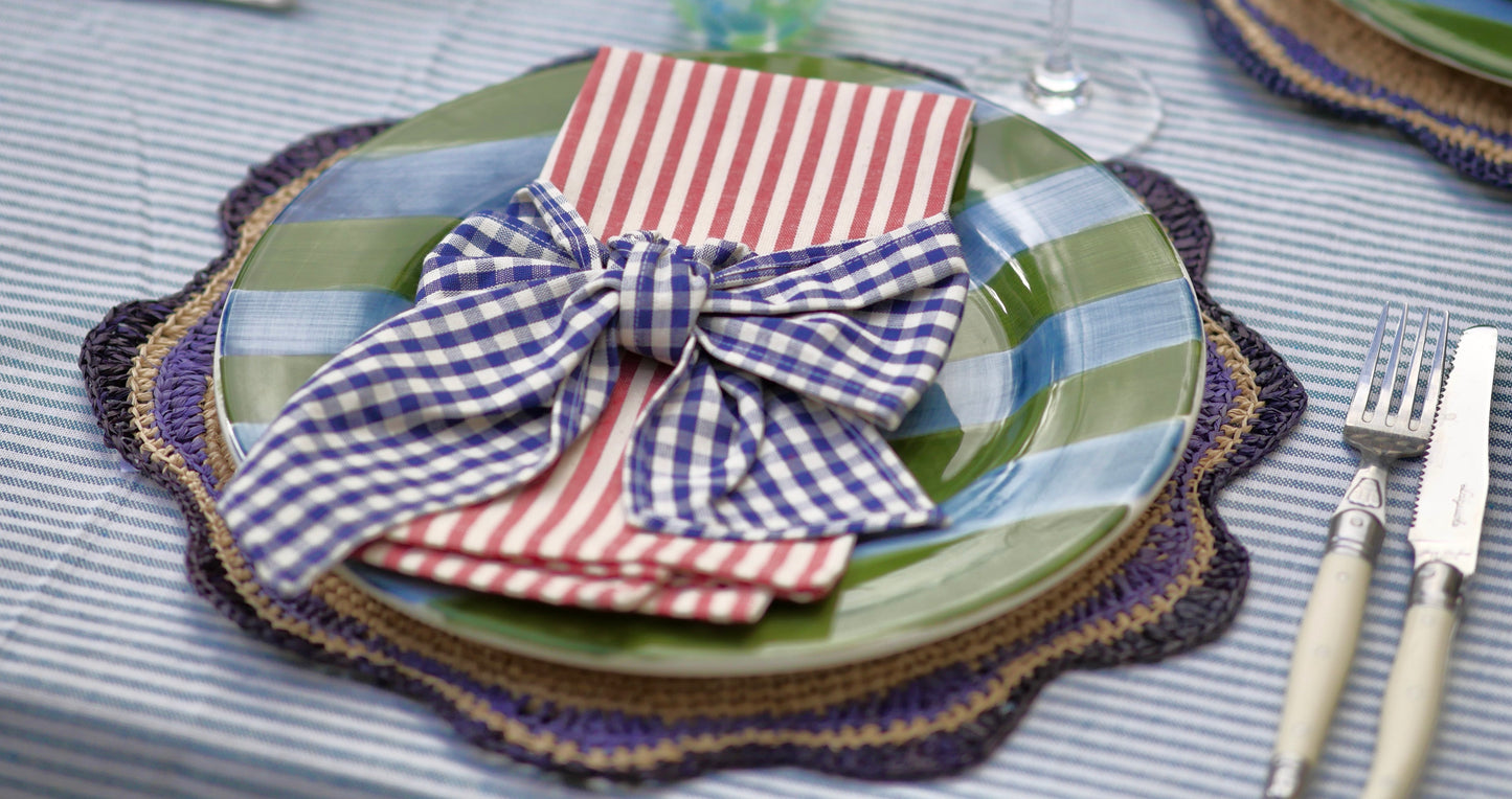 Stripe Dinner Plate, Green & Blue