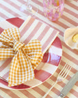 Pink Stripe Napkin and Yellow Gingham Bow