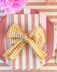 Pink Stripe Napkin and Yellow Gingham Bow