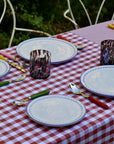 Patchwork Gingham Hand-Stitched Burnt Red Tablecloth