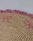 Pink Bow Raffia Scallop Placemat