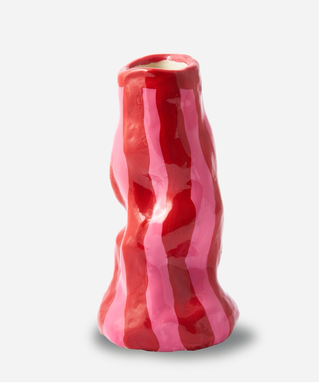 Pink and Red Stripe Vase Hodge Pots