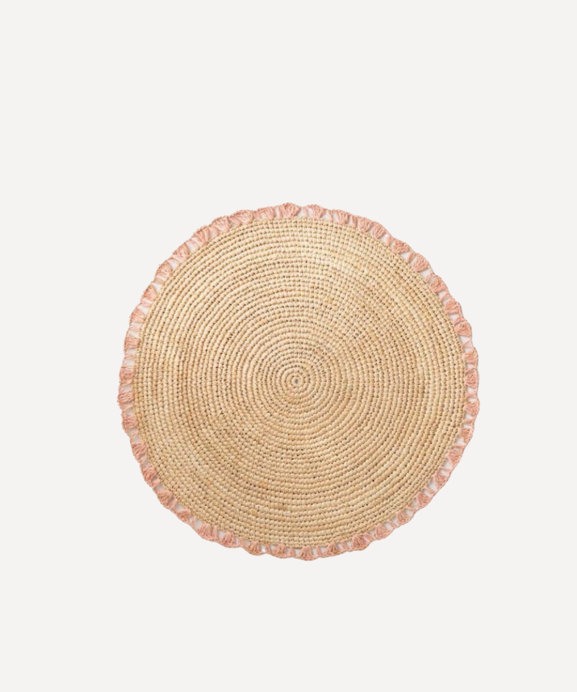 Raffia Scallop Placemat, Pink &amp; Natural