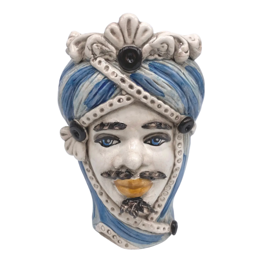 Preorder Sicilian Vase Male Head, Blue