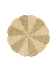 Raffia Scallop Placemat, Natural & Green 