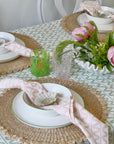 Raffia Scallop Placemat, Pink & Natural 2