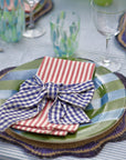 Red Stripe Napkin & Navy Gingham Bow by Angela Mugnai