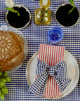 Red Stripe Napkin & Navy Gingham Bow by Angela Mugnai