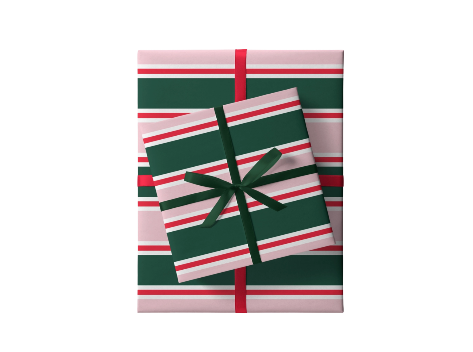 Gift Wrapping, Pink &amp; Green Stripe