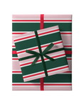 Gift Wrapping, Pink & Green Stripe