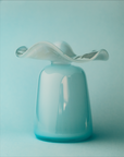 Marla Primrose Medium Handmade Glass Ruffle Bud Vase – Blue