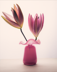 Marla Primrose Medium Handmade Glass Ruffle Bud Vase – Pink – side view