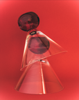 Cocktail Glasses, Red/ Clear - Set of 2