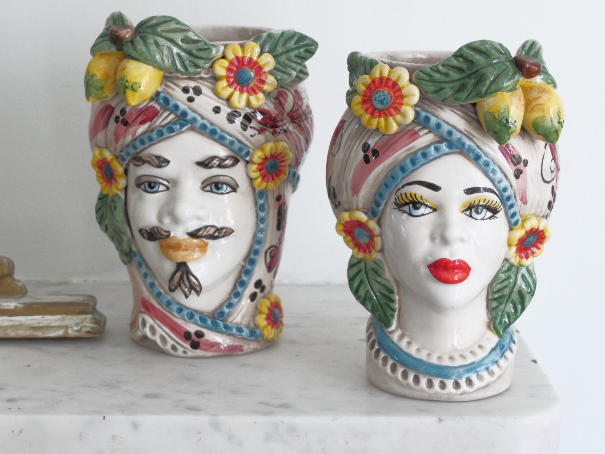 Sicilian Vase Head, Lemon & Flowers - Male