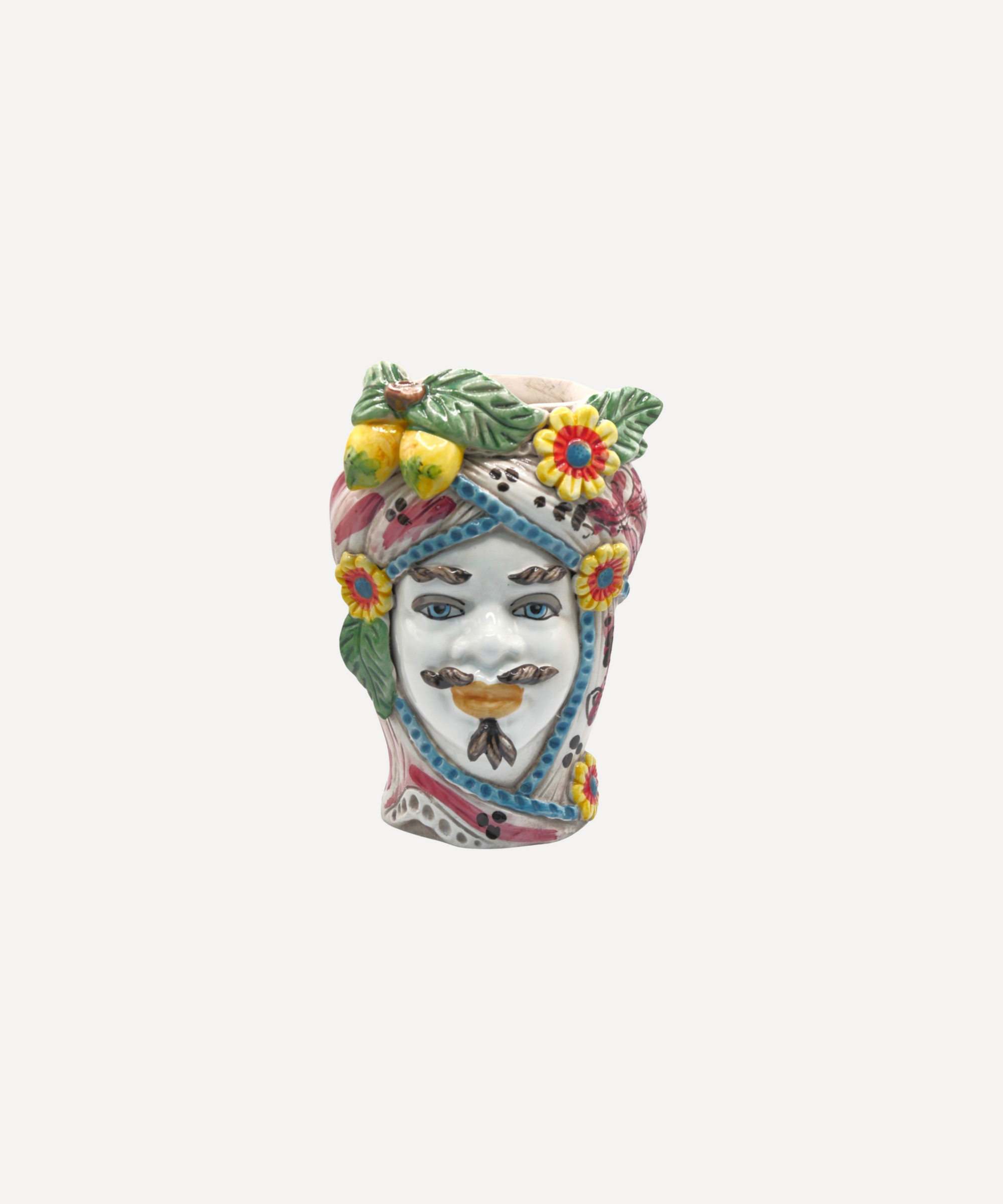 Sicilian Vase Male Head, Lemon and Flower