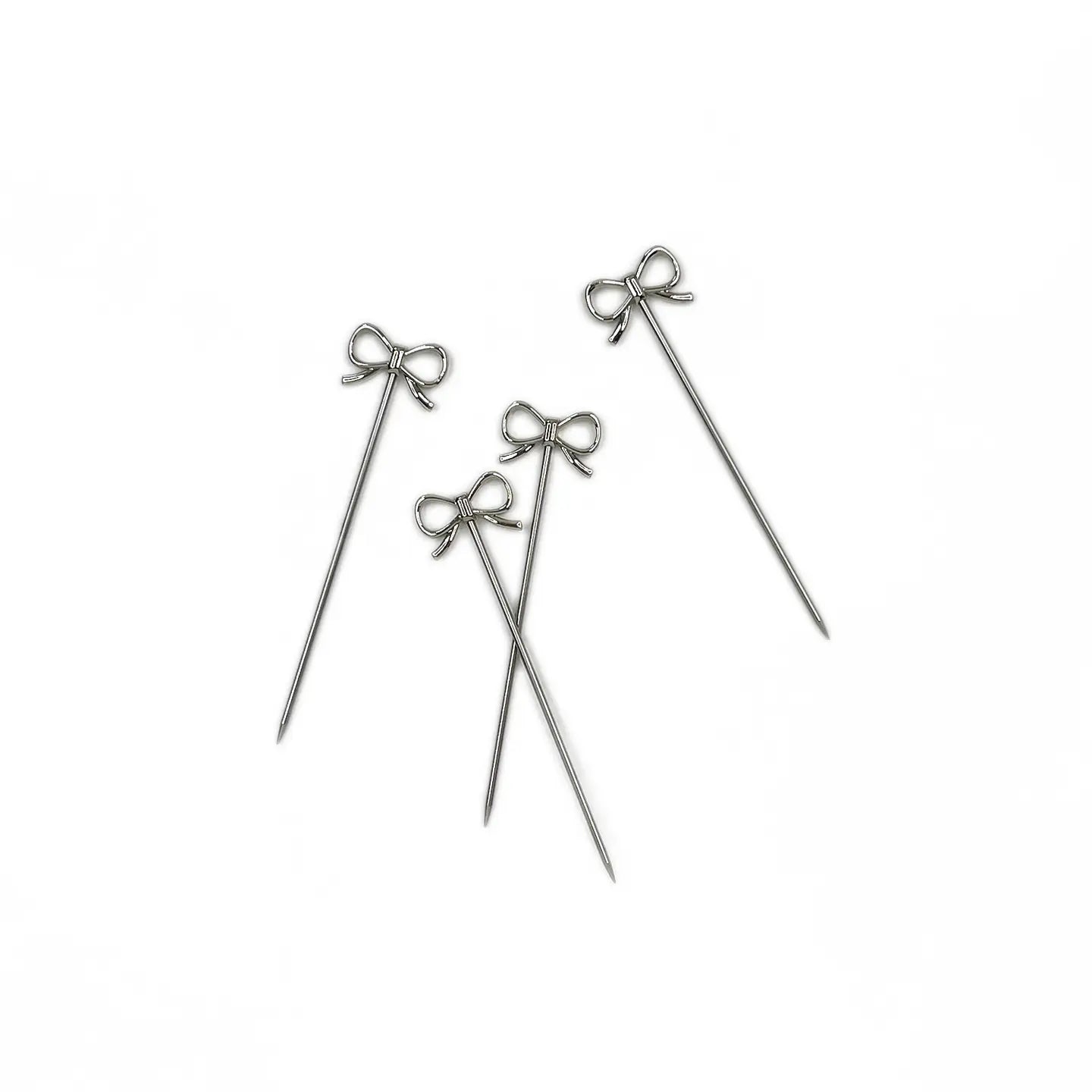 Silver Bow Cocktail Sticks Set of Four