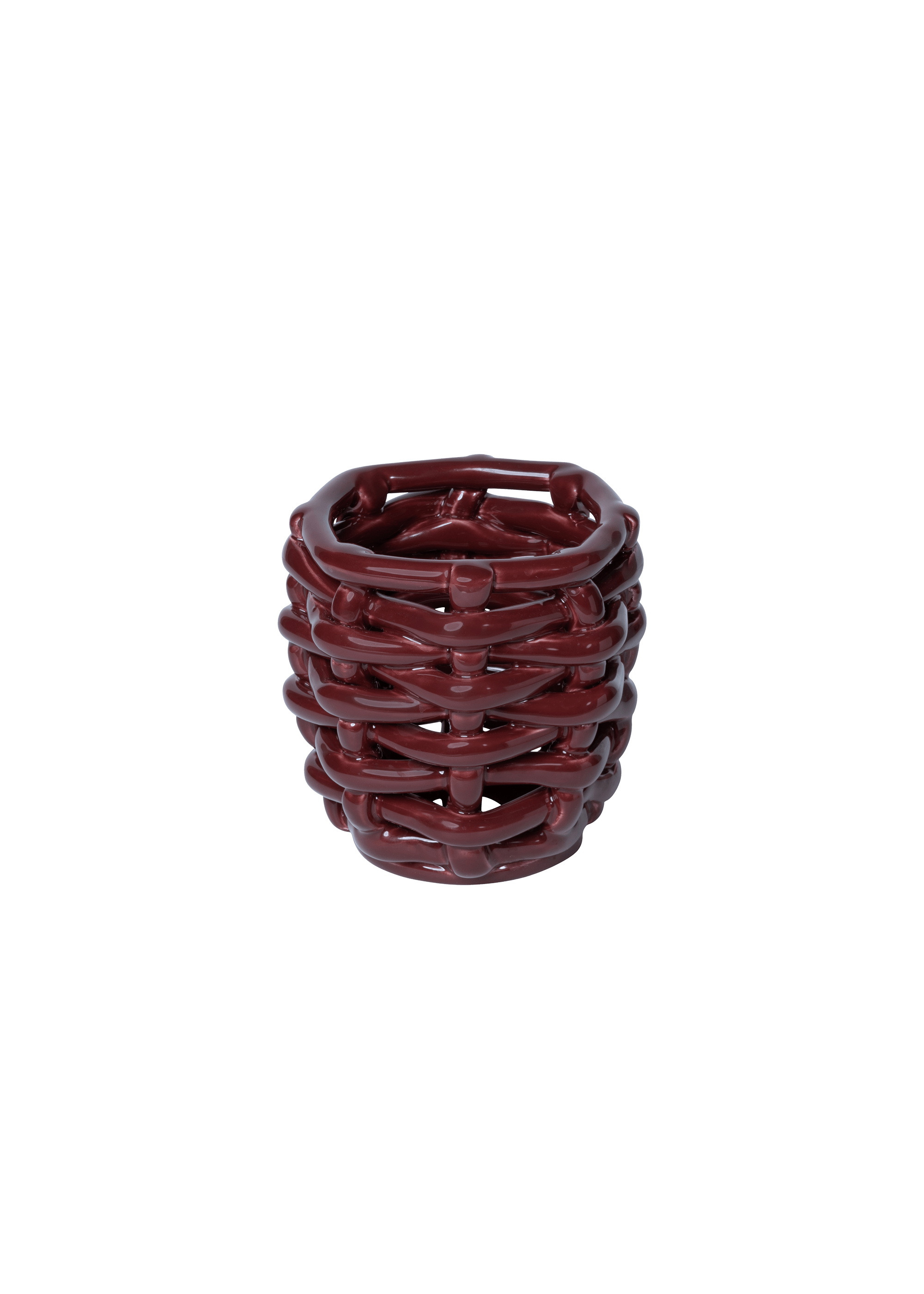 Small Burgundy Basketweave Planter