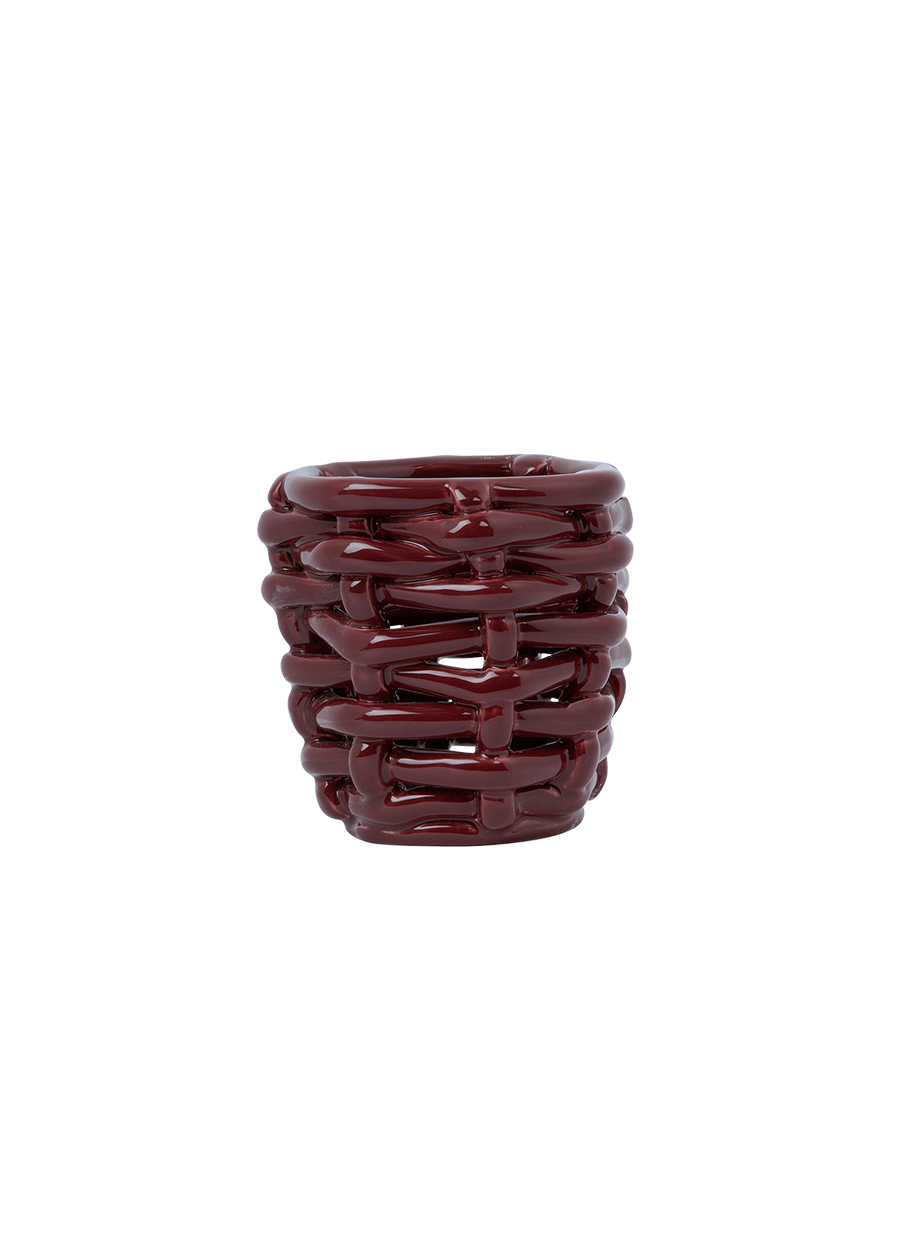 Small Burgundy Basketweave Planter