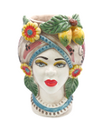 Small Sicilian Vase Head, Lemon & Flowers