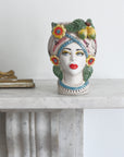 Small Sicilian Vase Head, Lemon & Flowers