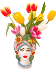 Small Sicilian Vase Head, Lemon & Flowers 4