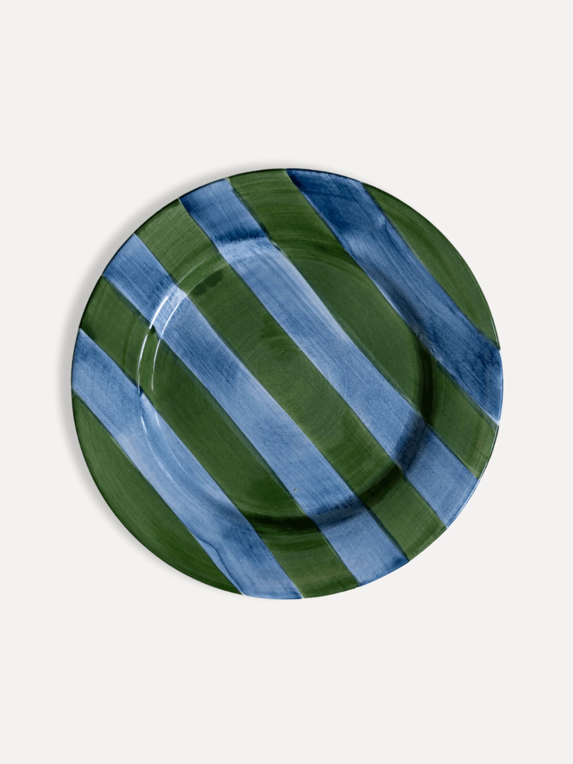 Stripe Dinner Plate, Green & Blue Set of Four