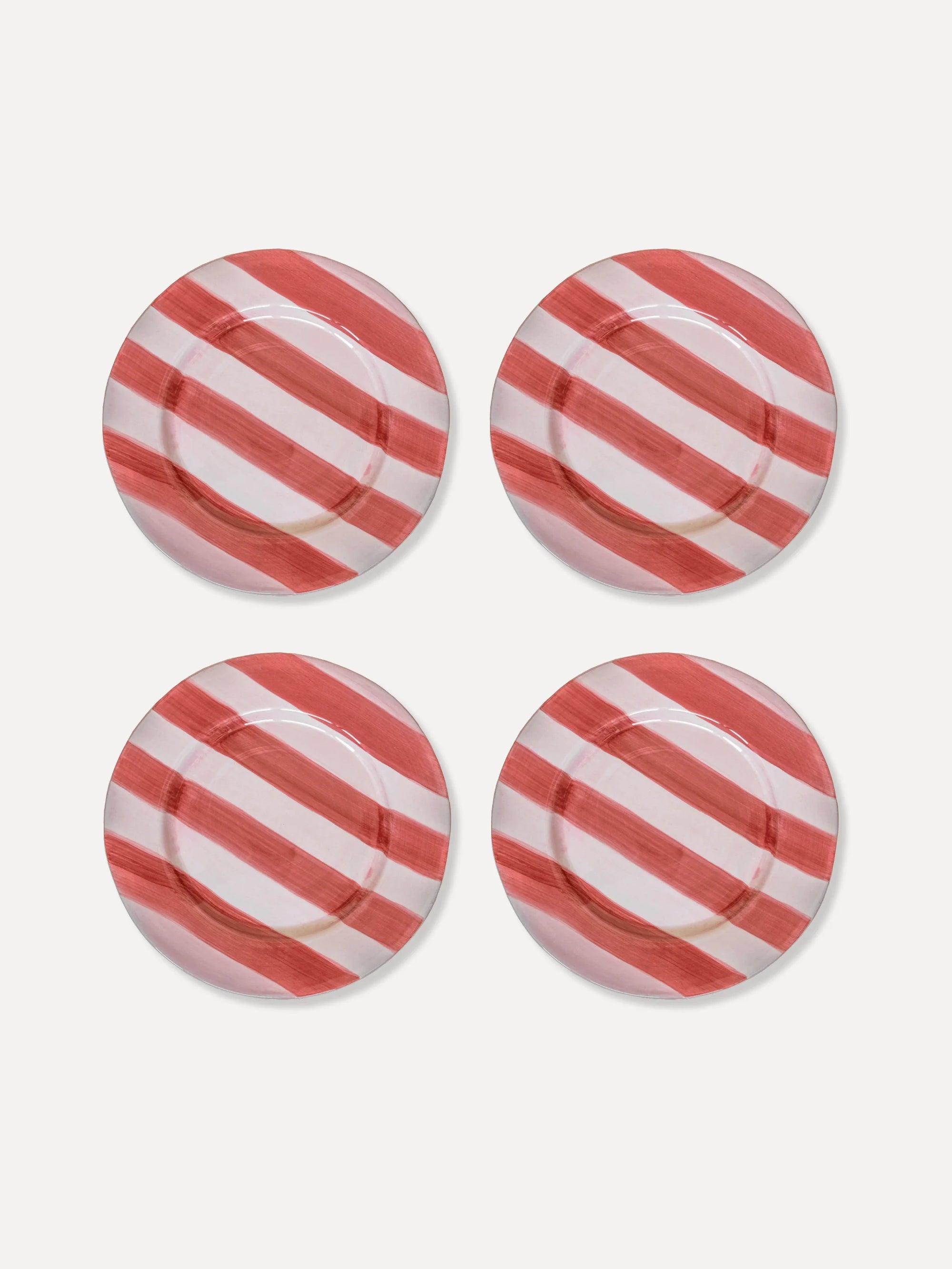 Stripe Dinner Plate, Pink &amp; Red - Set of Four